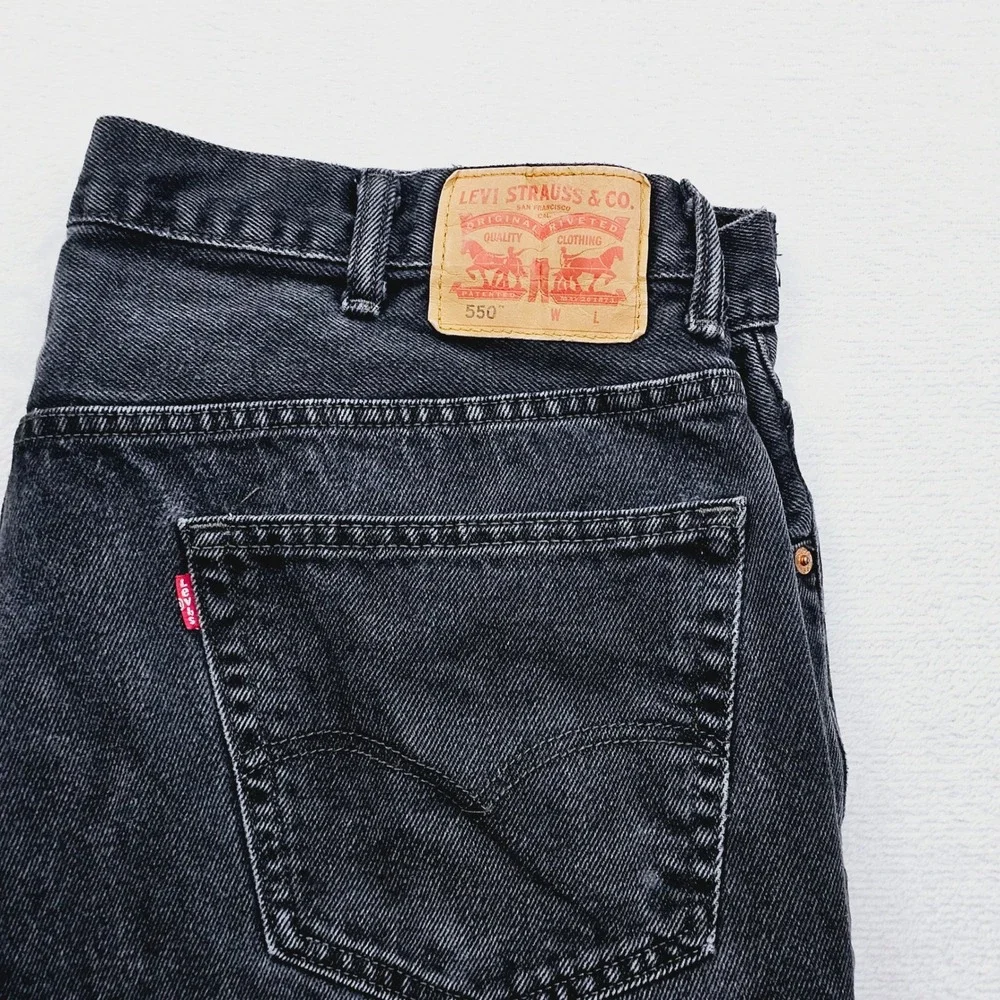 Levi's 550 Relaxed Fit Jeans Mens‎ 42x32 Black Denim Tapered Leg 90s Grunge